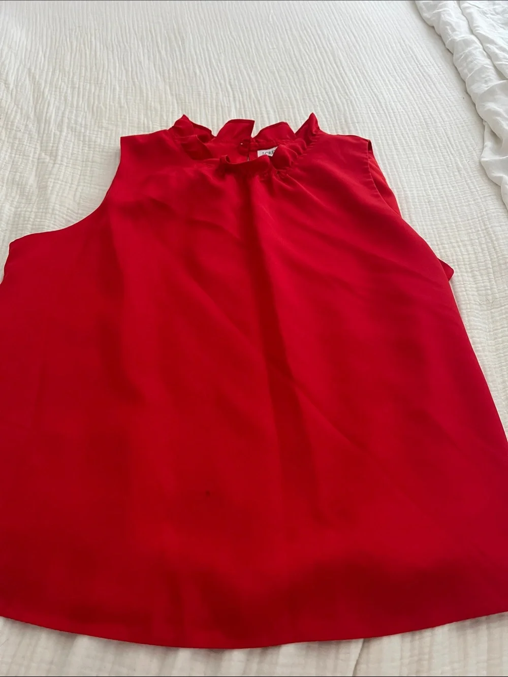 J. Crew Red Sleeveless Ruffle-Neck Camisole